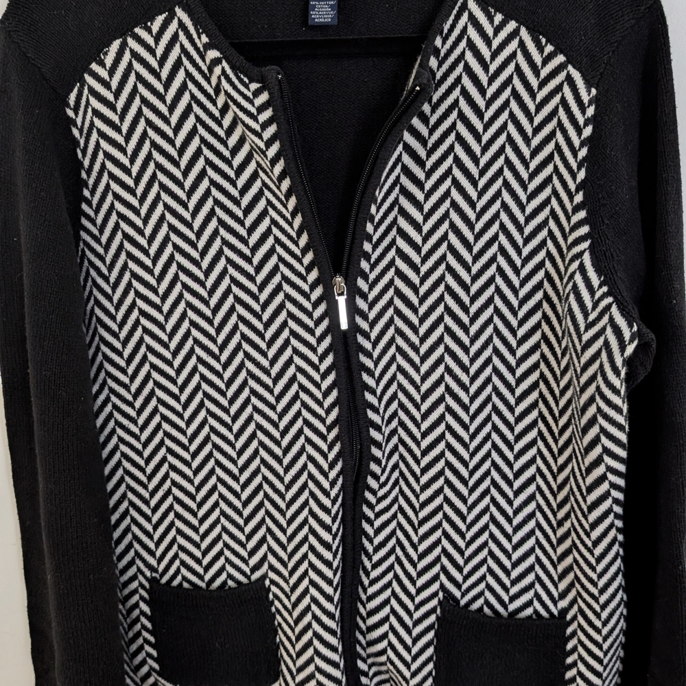 Chaps Black Textured Sweater